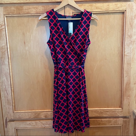 Mix by 41 Hawthorn Kassidy wrap dress navy pink Stitch Fix - Picture 1 of 6